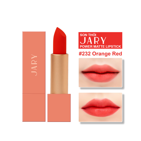 SON THỎI LÌ JARY POWER MATTE LIPSTICK 232 ORANGE RED - ĐỎ CAM