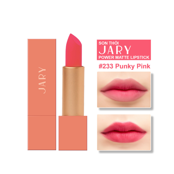 SON THỎI LÌ JARY POWER MATTE LIPSTICK 233 PUNKY PINK - HỒNG ĐỎ