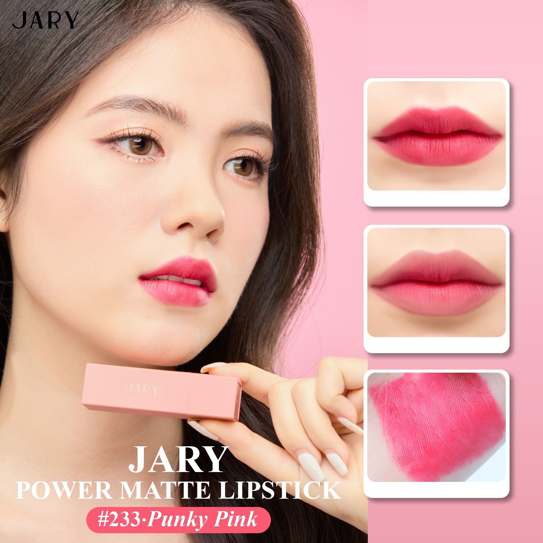 SON THỎI LÌ JARY POWER MATTE LIPSTICK 233 PUNKY PINK - HỒNG ĐỎ