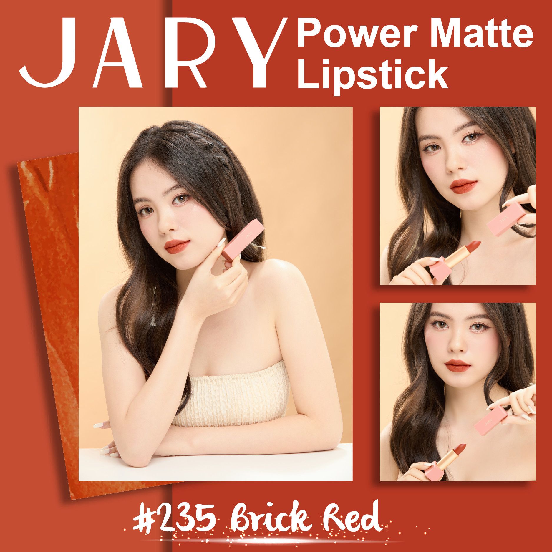 SON THỎI LÌ JARY POWER MATTE LIPSTICK 235 BRICK RED - ĐỎ NÂU
