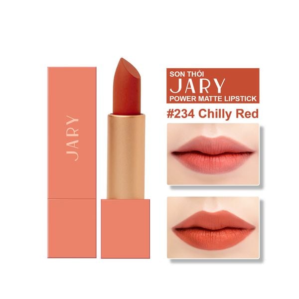 SON THỎI LÌ JARY POWER MATTE LIPSTICK 234 CHILLY RED - CAM CHÁY