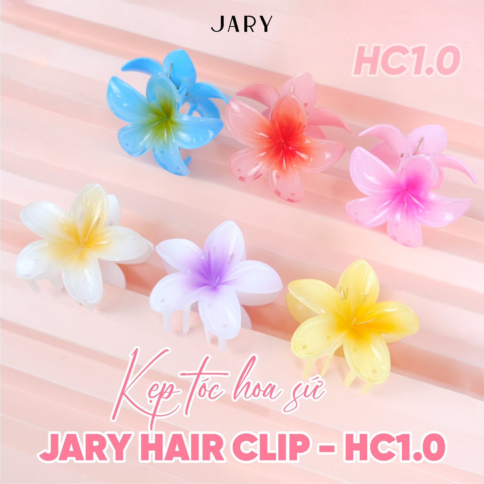 KẸP TÓC HOA SỨ NHỰA JARY HAIR CLIP - HC1 - HC1.0 - HC1.0.8 - MÀU TÍM TÂM TÍM - 8CM