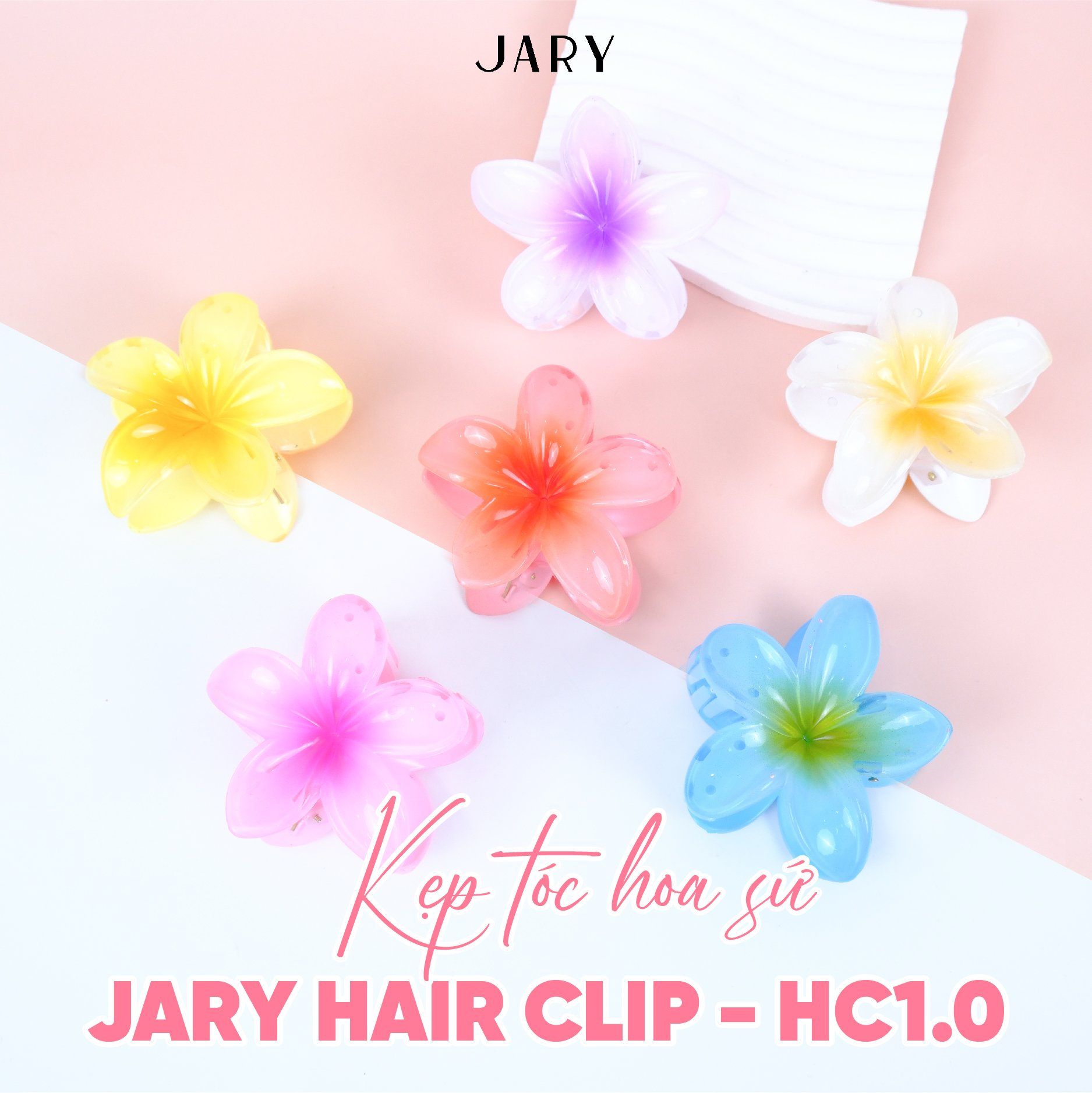 KẸP TÓC HOA SỨ NHỰA JARY HAIR CLIP - HC1 - HC1.0 - HC1.0.3 - MÀU VÀNG TÂM VÀNG - 8CM