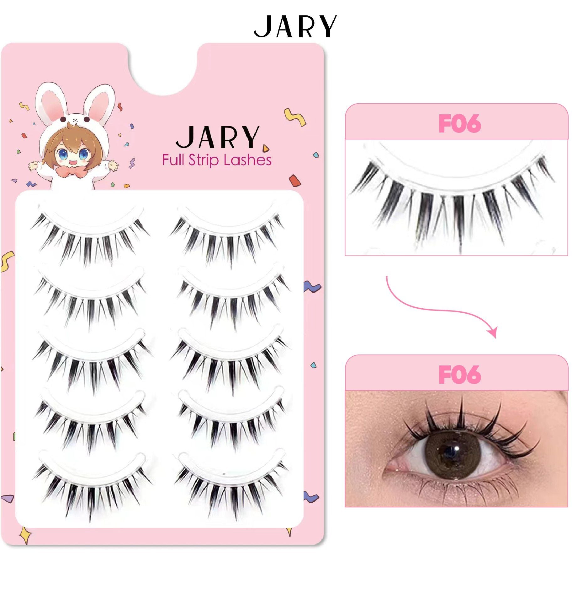 LÔNG MI GIẢ GÂN TRONG JARY FULL STRIP LASHES - F06