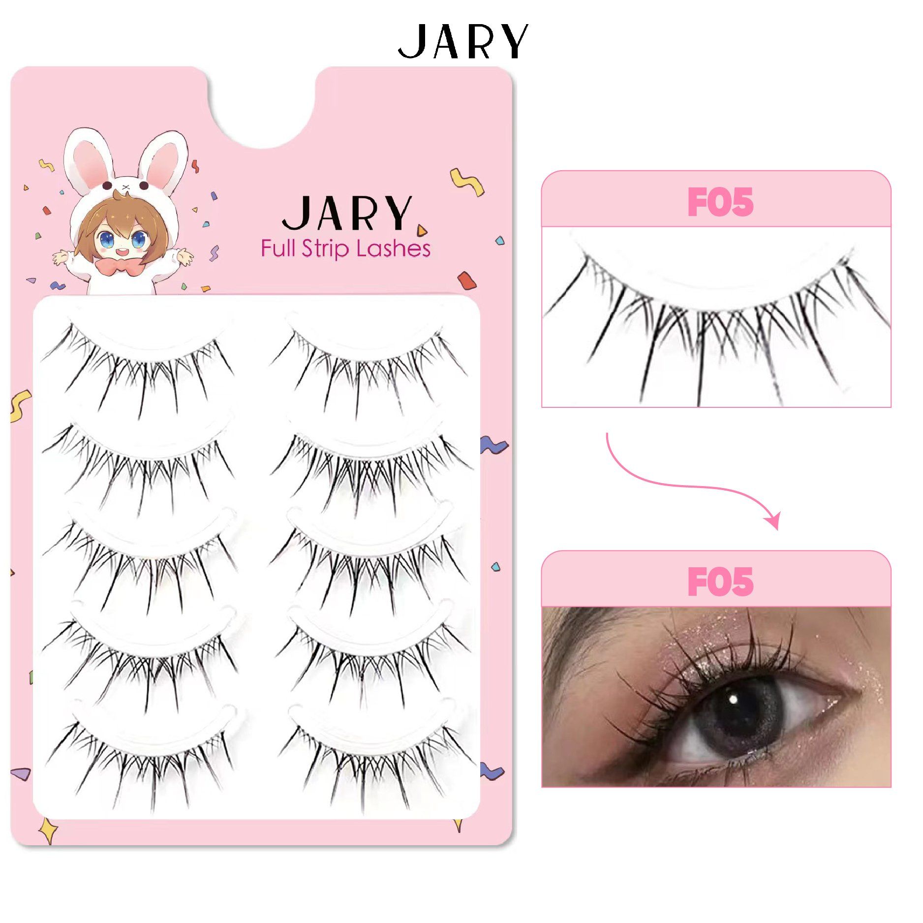 LÔNG MI GIẢ GÂN TRONG JARY FULL STRIP LASHES - F05