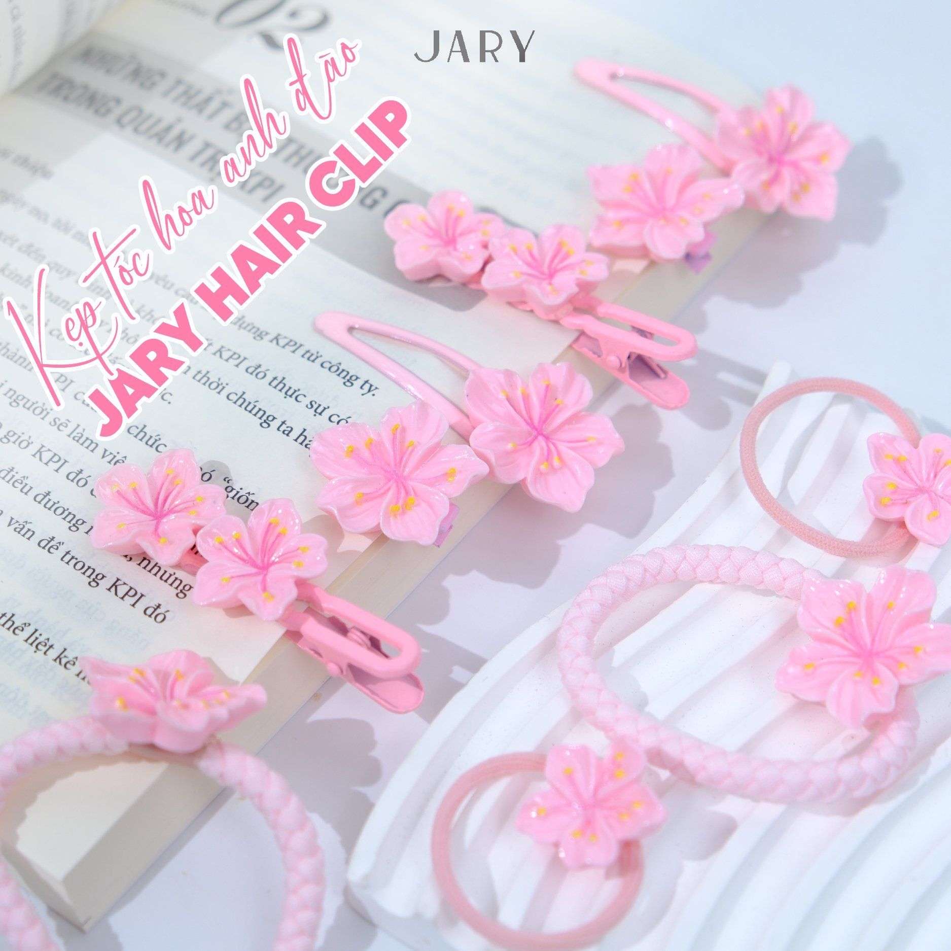 KẸP TÓC JARY HAIR CLIP SET 2 CÁI - HC2 - HC2.5 - HC2.5.1 - HOA ANH ĐÀO DẠNG KẸP NGẮN