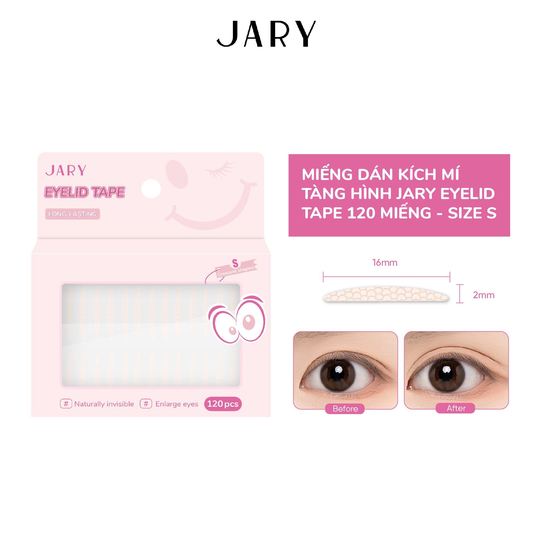 MIẾNG DÁN KÍCH MÍ TÀNG HÌNH JARY EYELID TAPE 120 MIẾNG - SIZE S