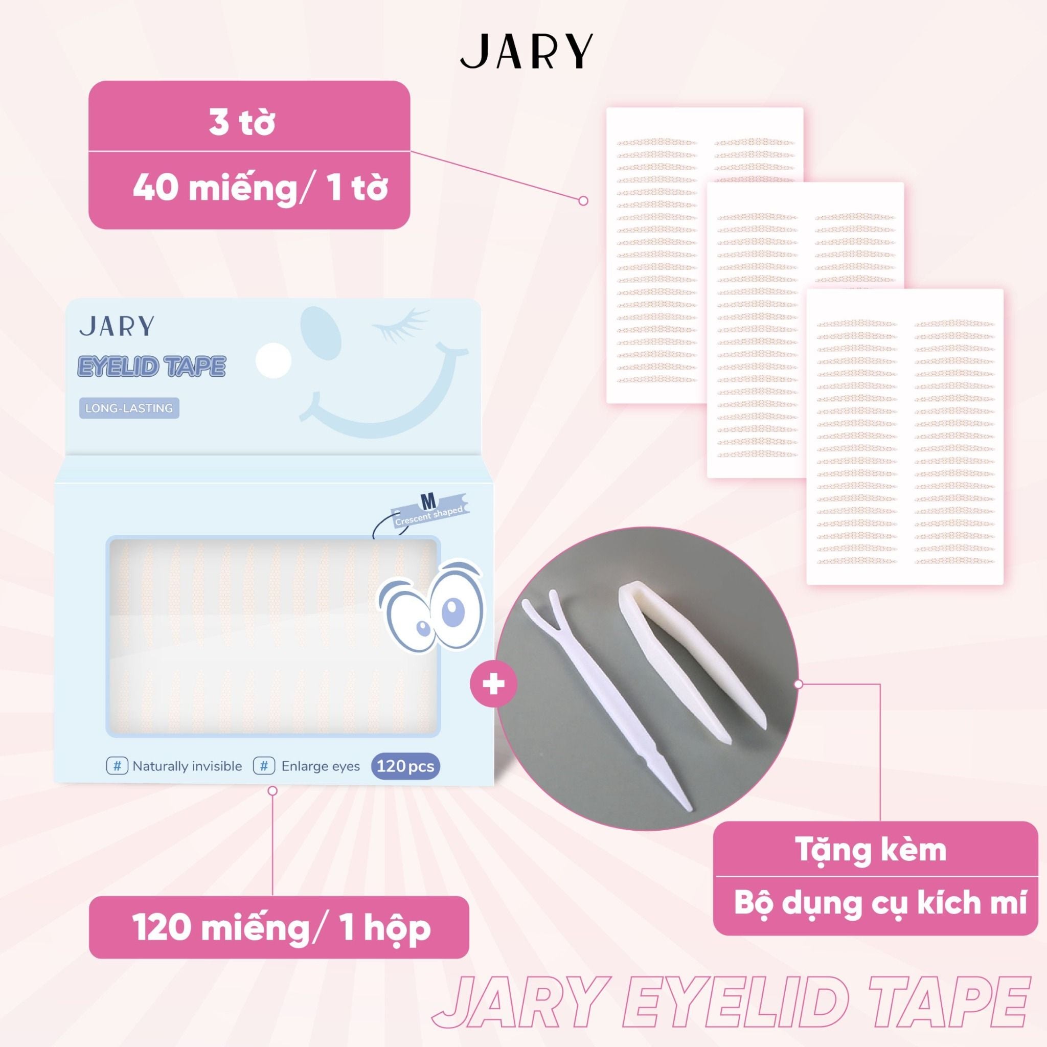 MIẾNG DÁN KÍCH MÍ TÀNG HÌNH JARY EYELID TAPE 120 MIẾNG - SIZE S