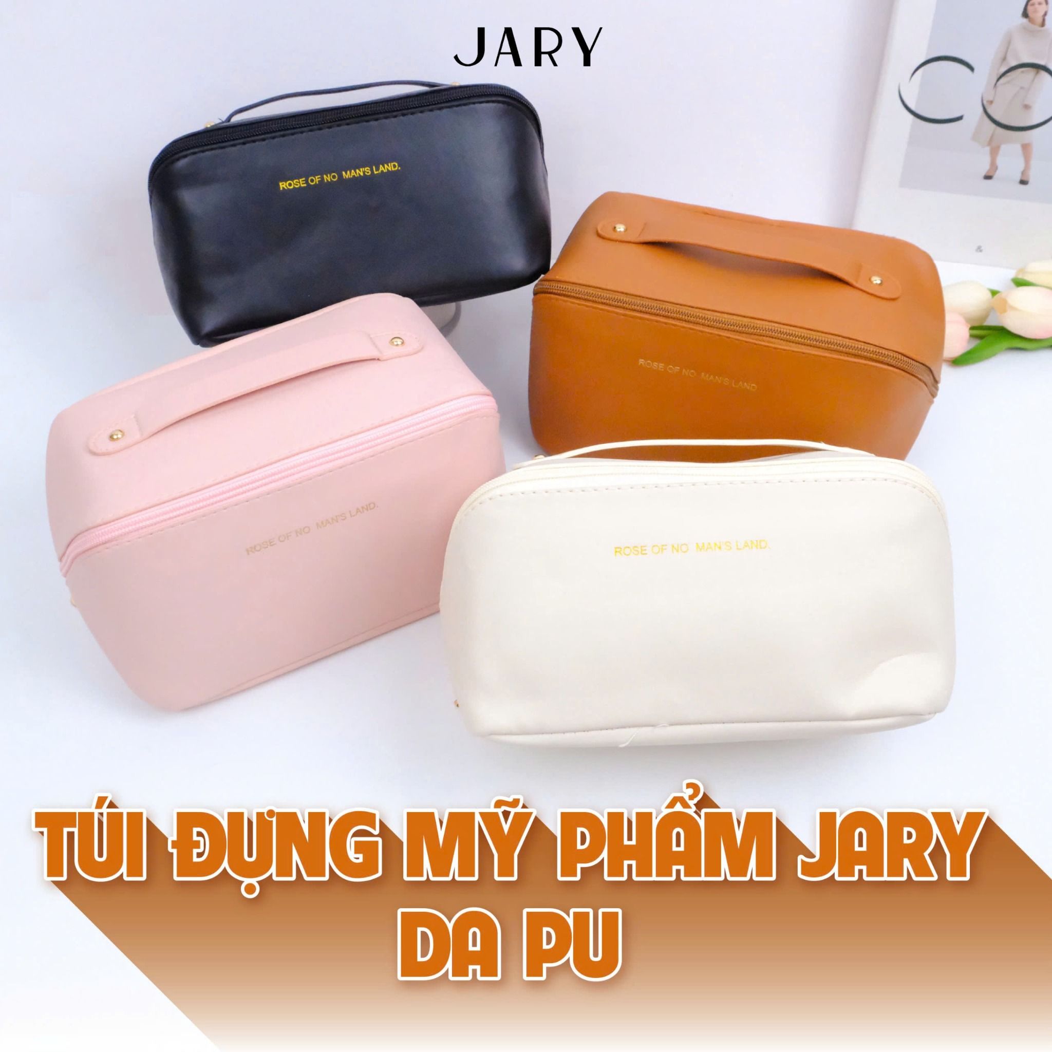 TÚI ĐỰNG MỸ PHẨM JARY DA PU - MÀU NÂU