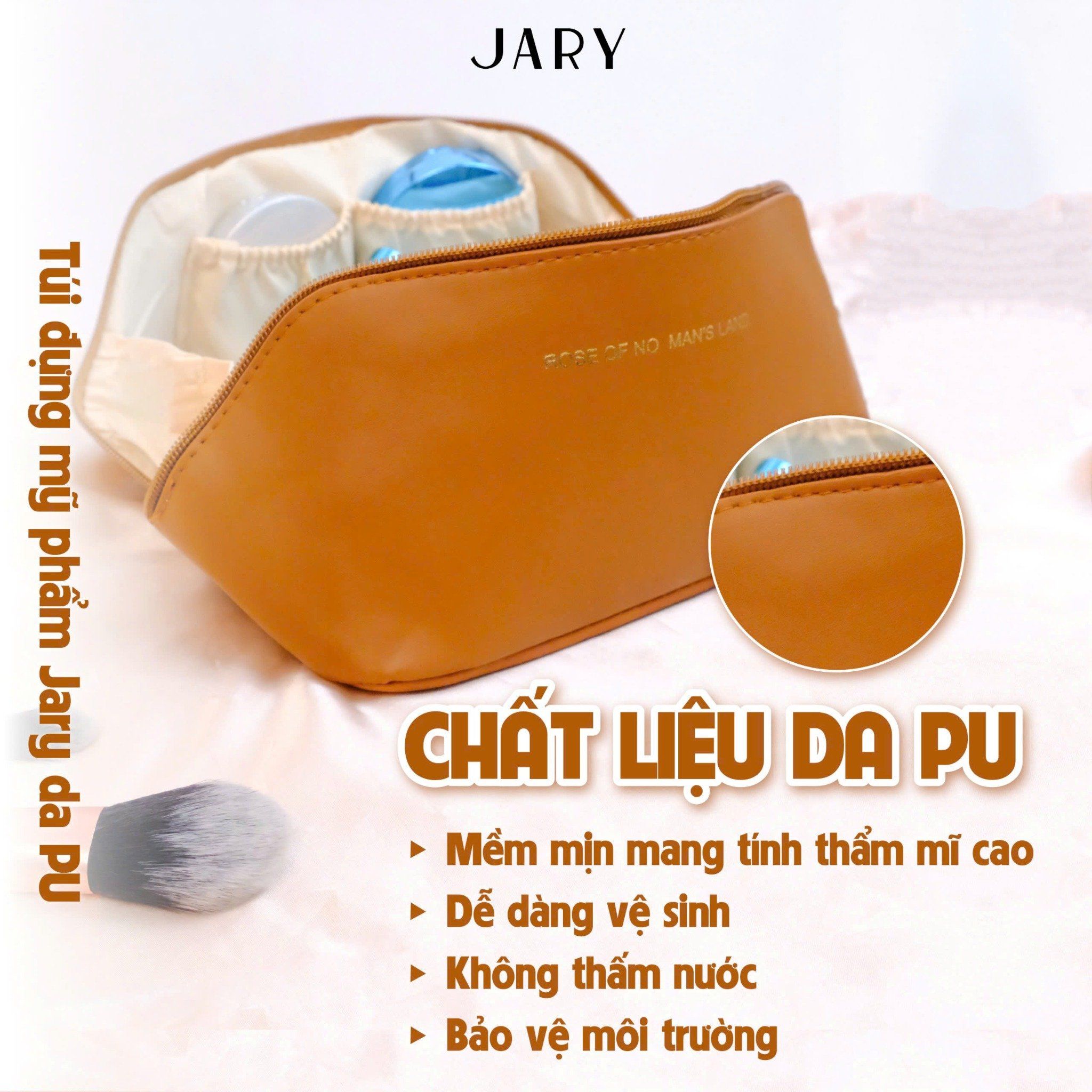 TÚI ĐỰNG MỸ PHẨM JARY DA PU - MÀU NÂU