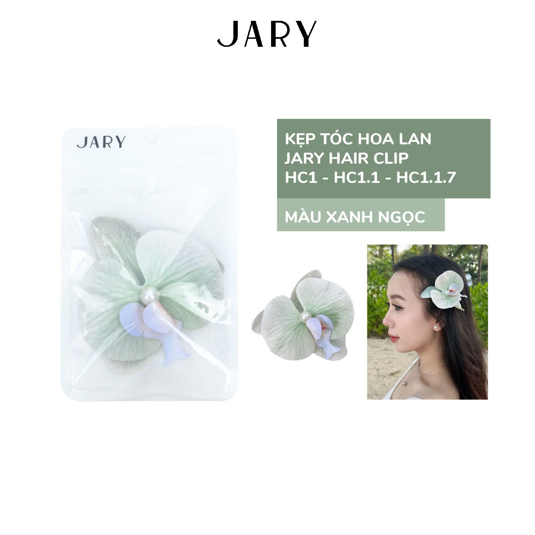 KẸP TÓC HOA LAN JARY HAIR CLIP - HC1 - HC1.1 - HC1.1.7 - MÀU XANH NGỌC