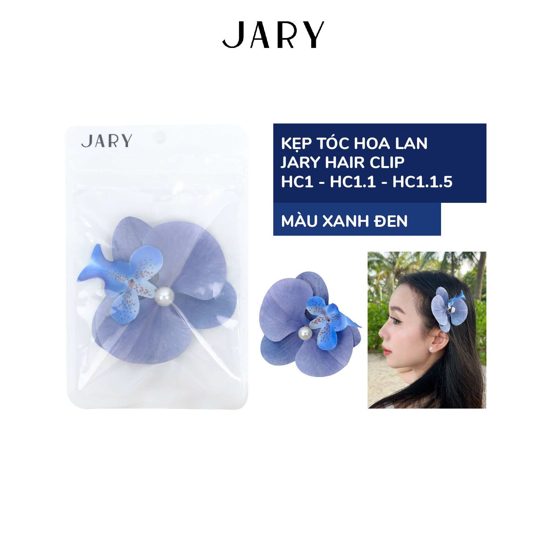 KẸP TÓC HOA LAN JARY HAIR CLIP - HC1 - HC1.1 - HC1.1.5 - MÀU XANH ĐEN