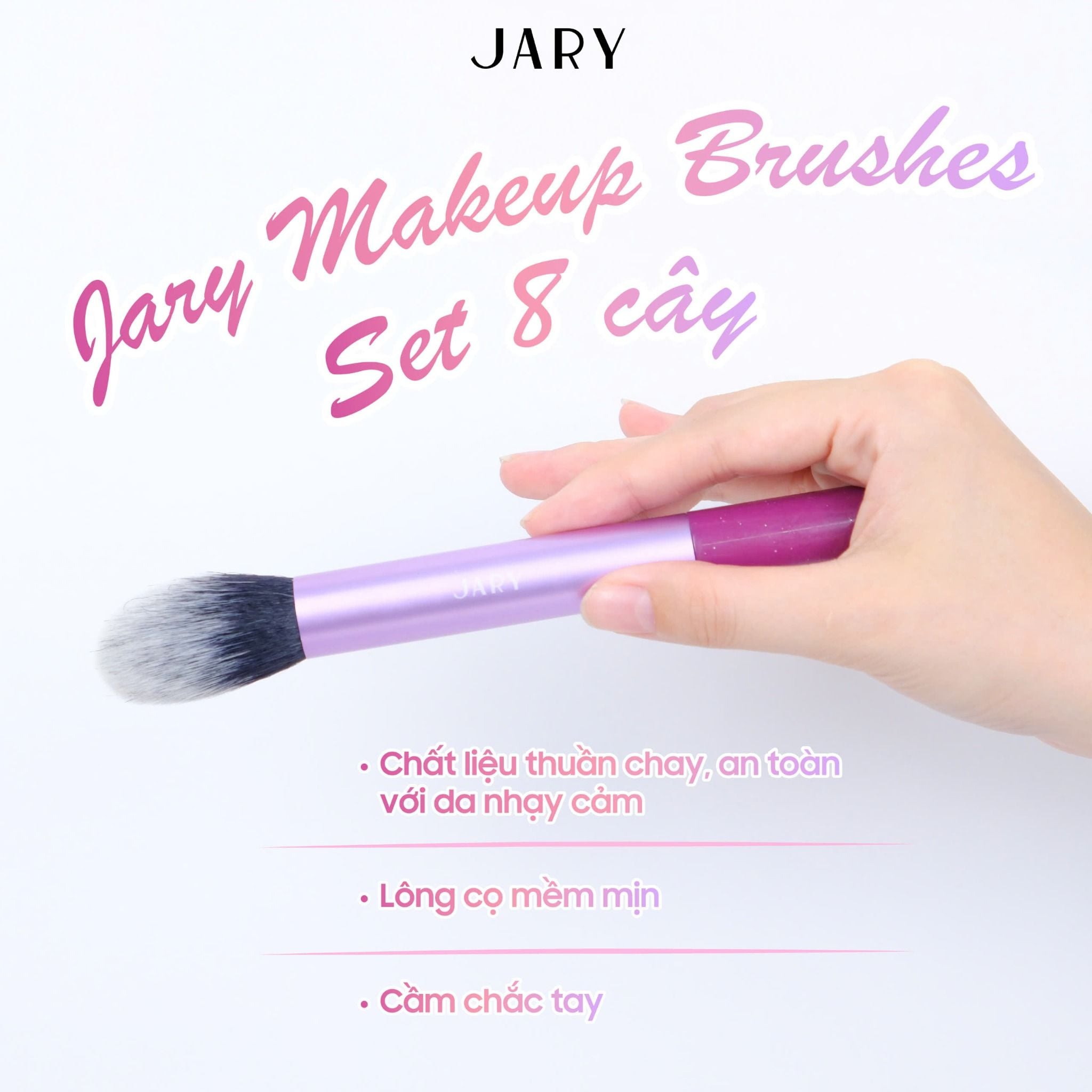 BỘ CỌ TRANG ĐIỂM JARY MAKEUP BRUSH - SET 8 CÂY - MÀU CẦU VỒNG + TÚI ĐỰNG DA PU