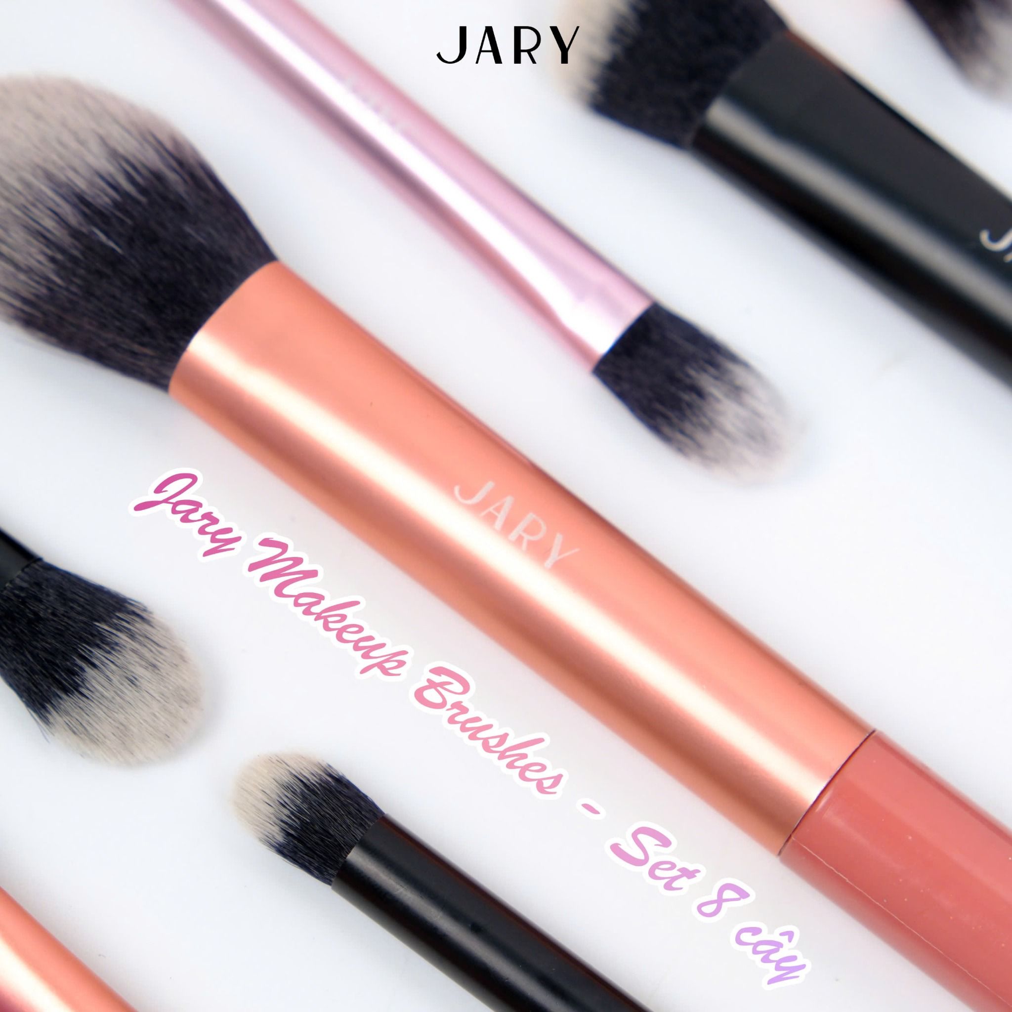 BỘ CỌ TRANG ĐIỂM JARY MAKEUP BRUSH - SET 8 CÂY - MÀU CẦU VỒNG + TÚI ĐỰNG DA PU