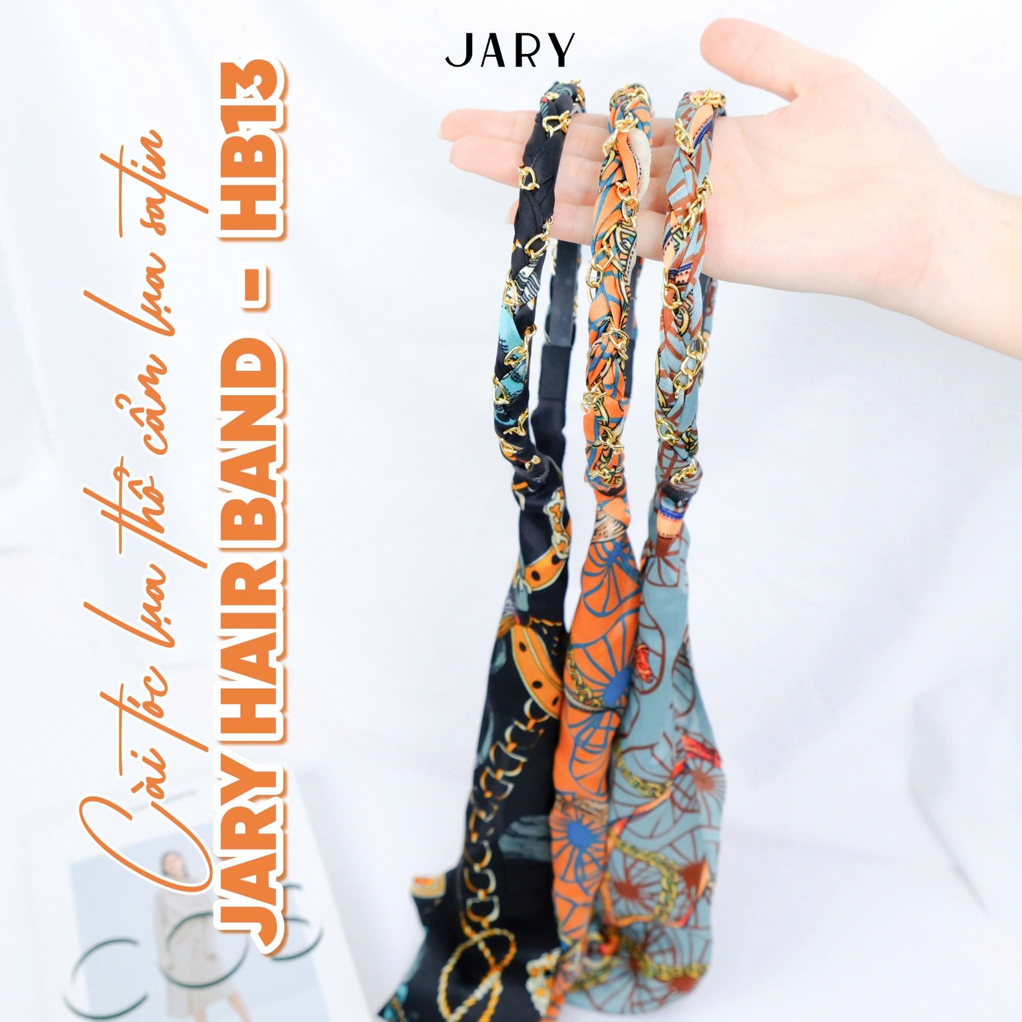 CÀI TÓC LỤA THỔ CẨM LỤA SATIN JARY HAIR BAND - HB13 - MÀU CAM