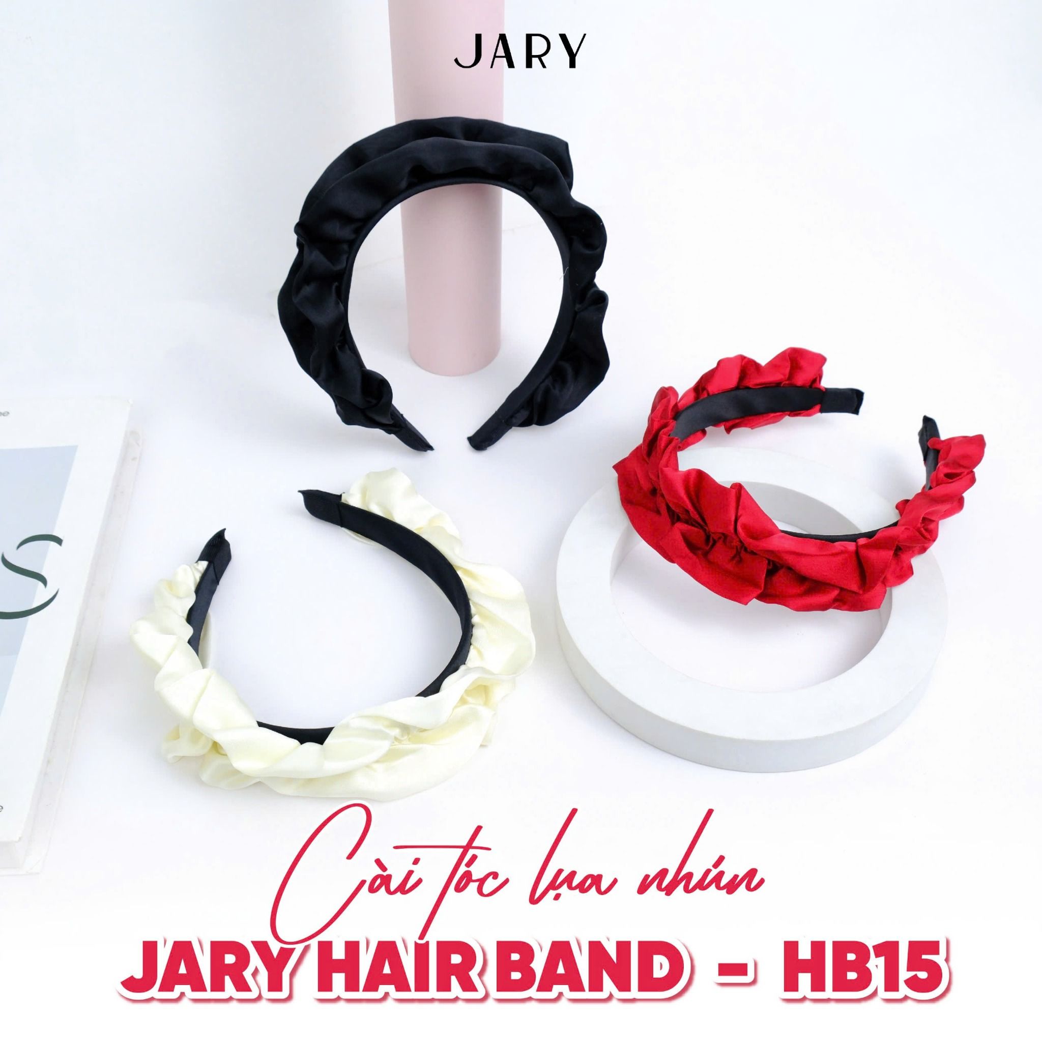 CÀI TÓC LỤA NHÚN JARY HAIR BAND -  HB15 - MÀU TRẮNG