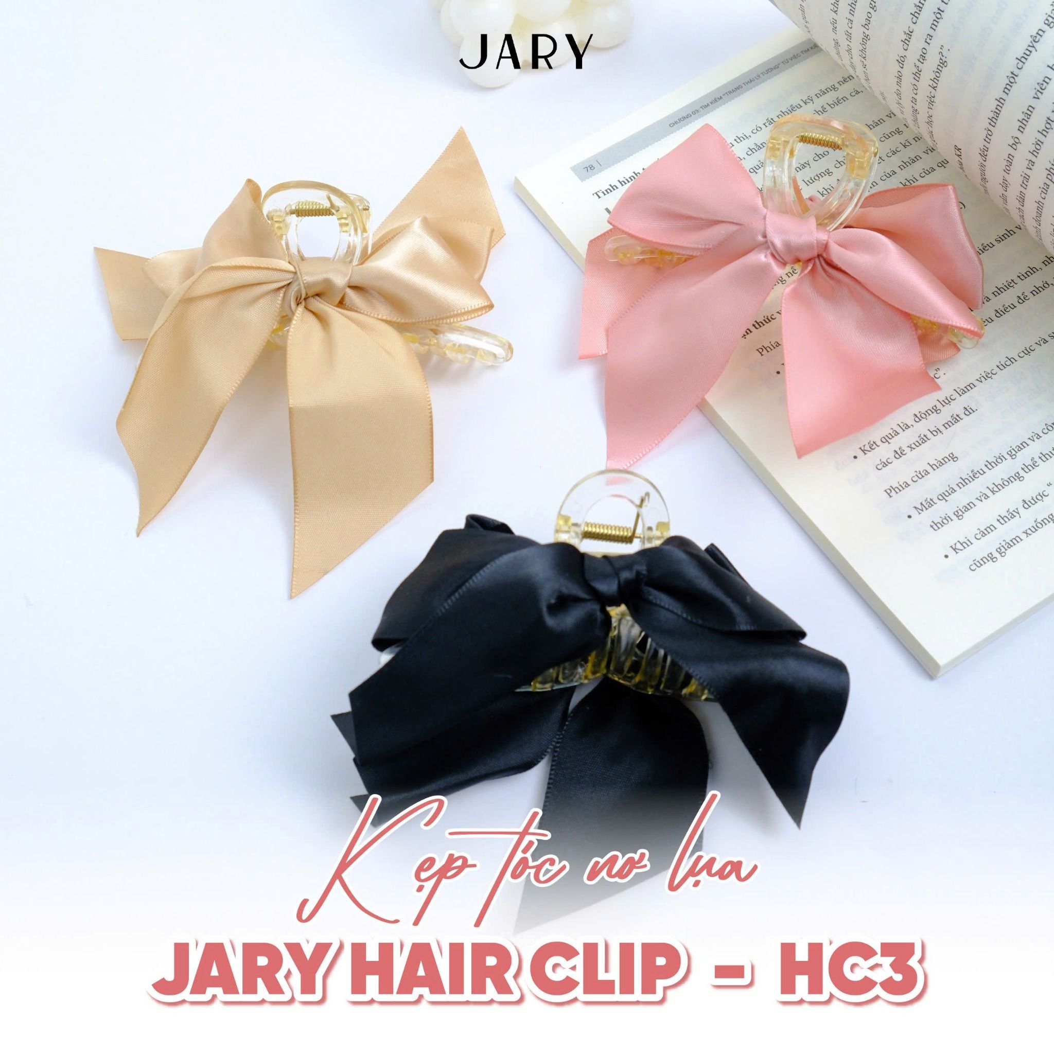 KẸP TÓC NƠ LỤA JARY HAIR CLIP - HC3 - MÀU ĐEN