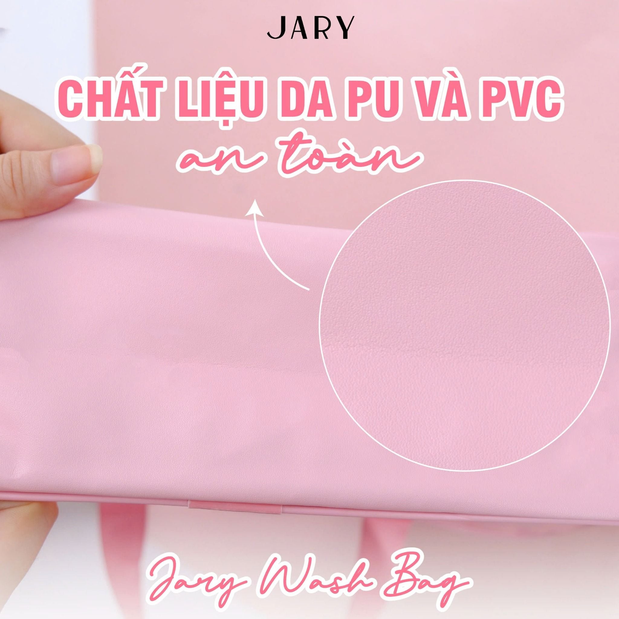 TÚI ĐỰNG MỸ PHẨM TRONG SUỐT JARY WASH BAG - MÀU HỒNG - SIZE 29.5X10.5X20