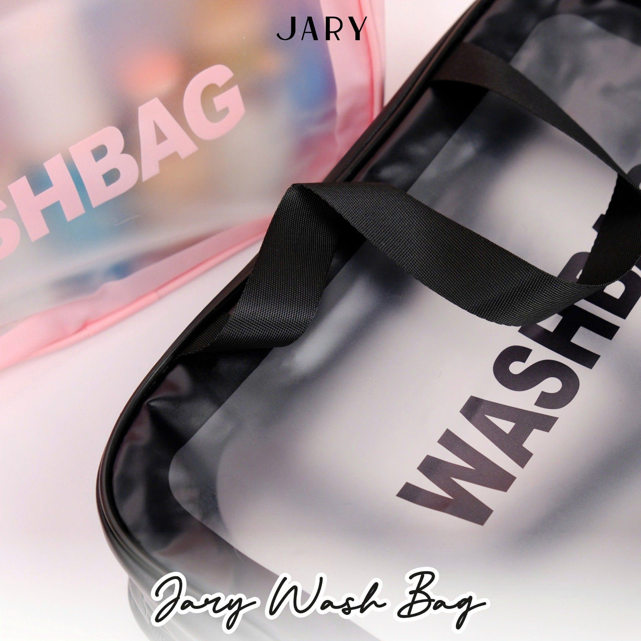 TÚI ĐỰNG MỸ PHẨM TRONG SUỐT JARY WASH BAG - MÀU ĐEN - SIZE 29.5X10.5X20