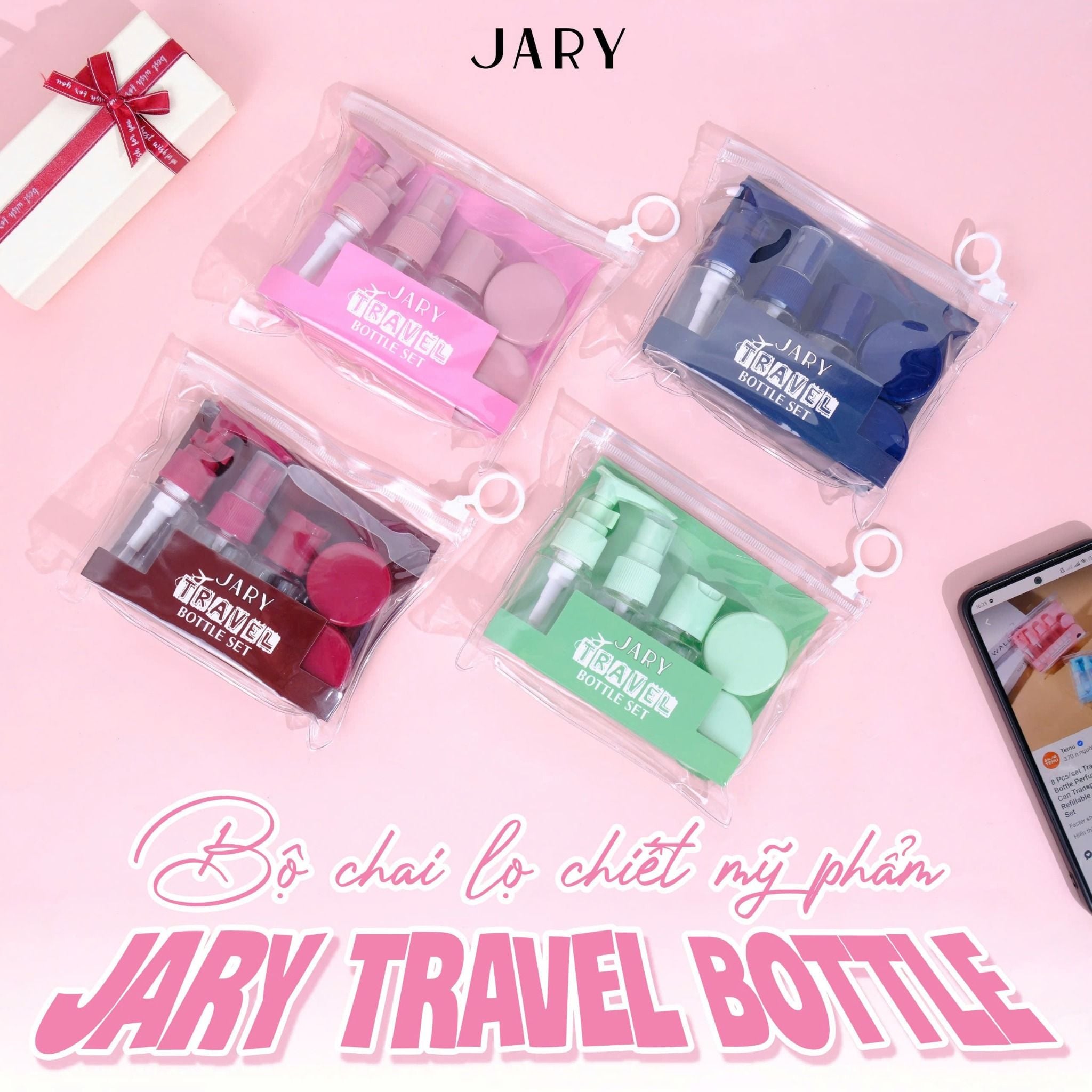 BỘ CHAI LỌ CHIẾT MỸ PHẨM JARY TRAVEL BOTTLE SET - 03 - MÀU XANH ĐẬM
