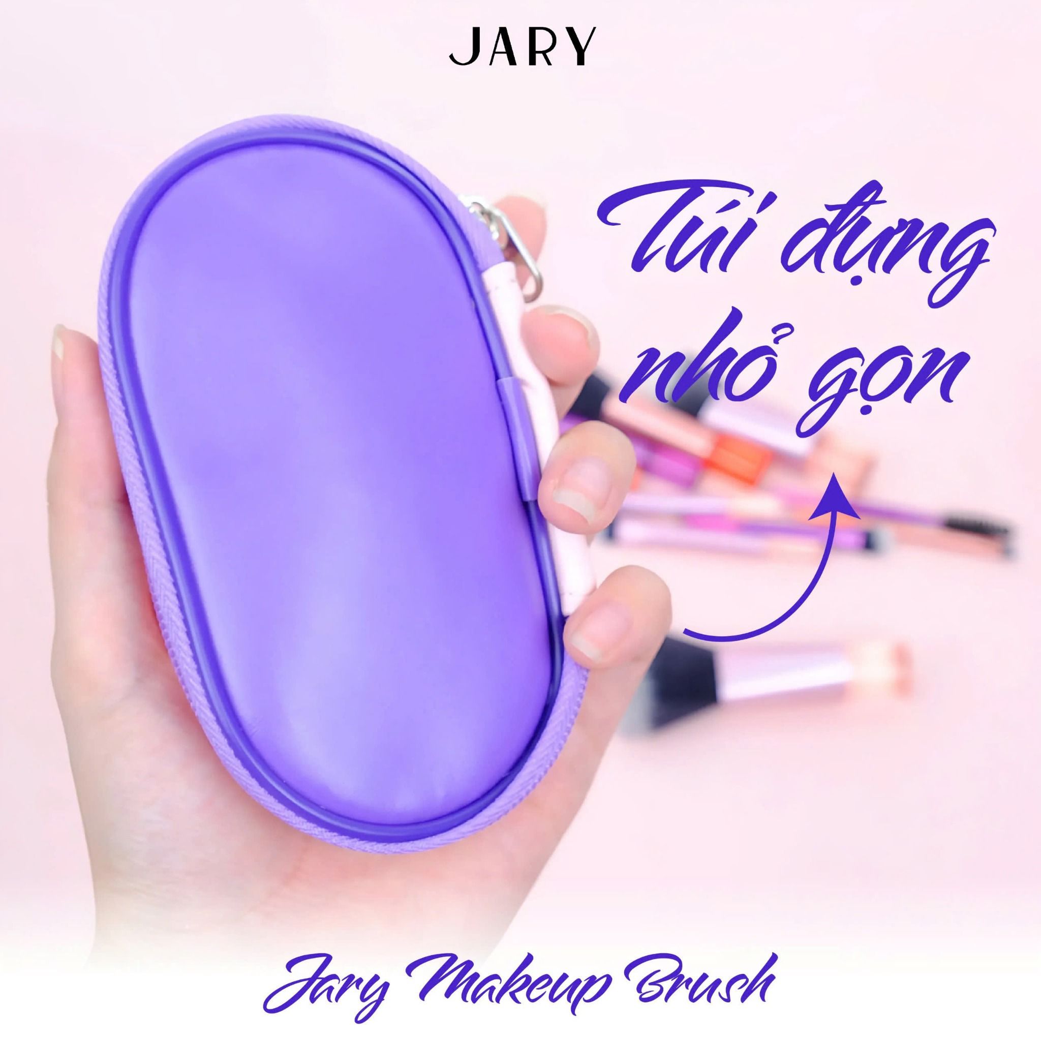 BỘ CỌ TRANG ĐIỂM JARY MAKEUP BRUSH - SET 10 CÂY - MÀU CẦU VỒNG + TÚI ĐỰNG DA PU