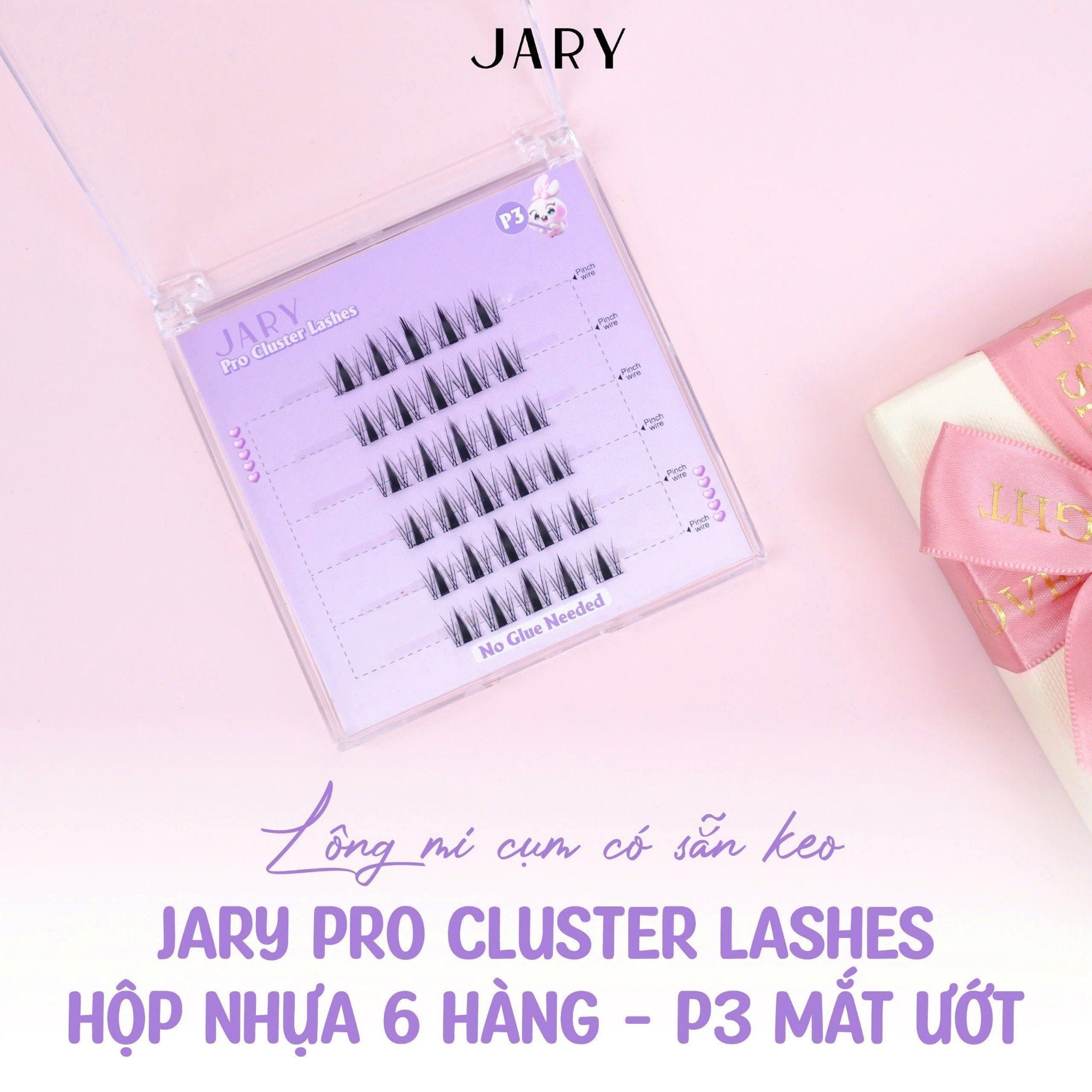 LÔNG MI CỤM CÓ SẴN KEO JARY PRO CLUSTER LASHES HỘP NHỰA 6 HÀNG - P3 MẮT ƯỚT - KHÔNG HỘP