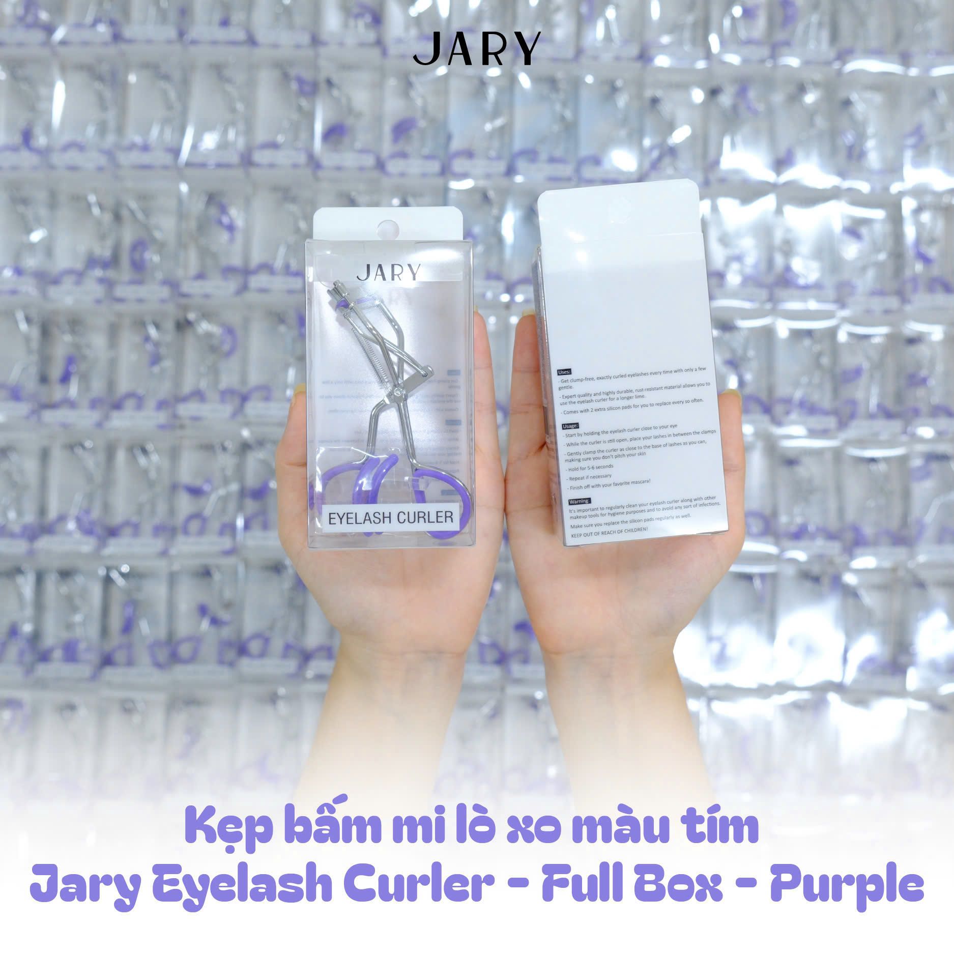 KẸP BẤM MI LÒ XO MÀU TÍM JARY EYELASH CURLER - FULLBOX - PURPLE