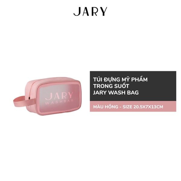 TÚI ĐỰNG MỸ PHẨM TRONG SUỐT JARY WASH BAG - MÀU HỒNG - SIZE 20.5X7X13