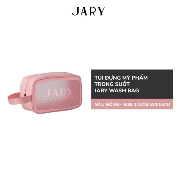 TÚI ĐỰNG MỸ PHẨM TRONG SUỐT JARY WASH BAG - MÀU HỒNG - SIZE 24.5X9.5X14.5