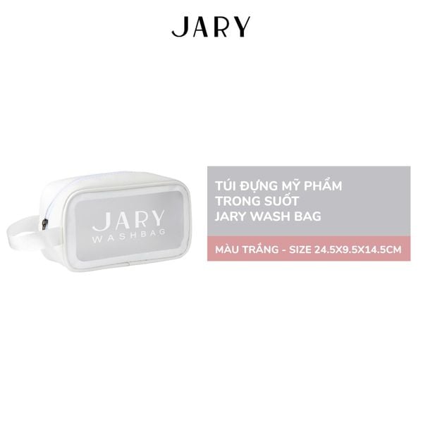 TÚI ĐỰNG MỸ PHẨM TRONG SUỐT JARY WASH BAG - MÀU TRẮNG - SIZE 24.5X9.5X14.5