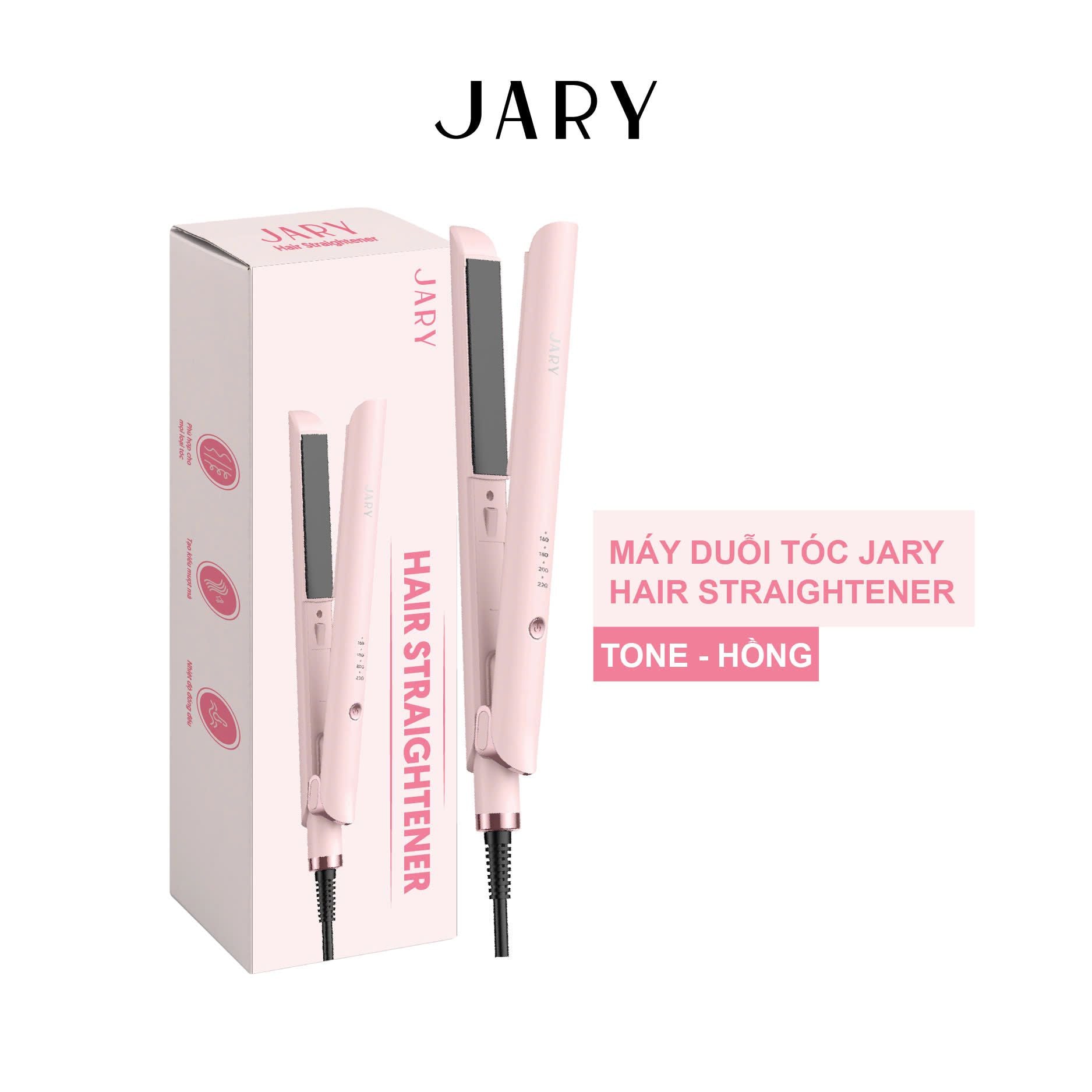 MÁY DUỖI TÓC JARY HAIR STRAIGHTENER - TONE HỒNG