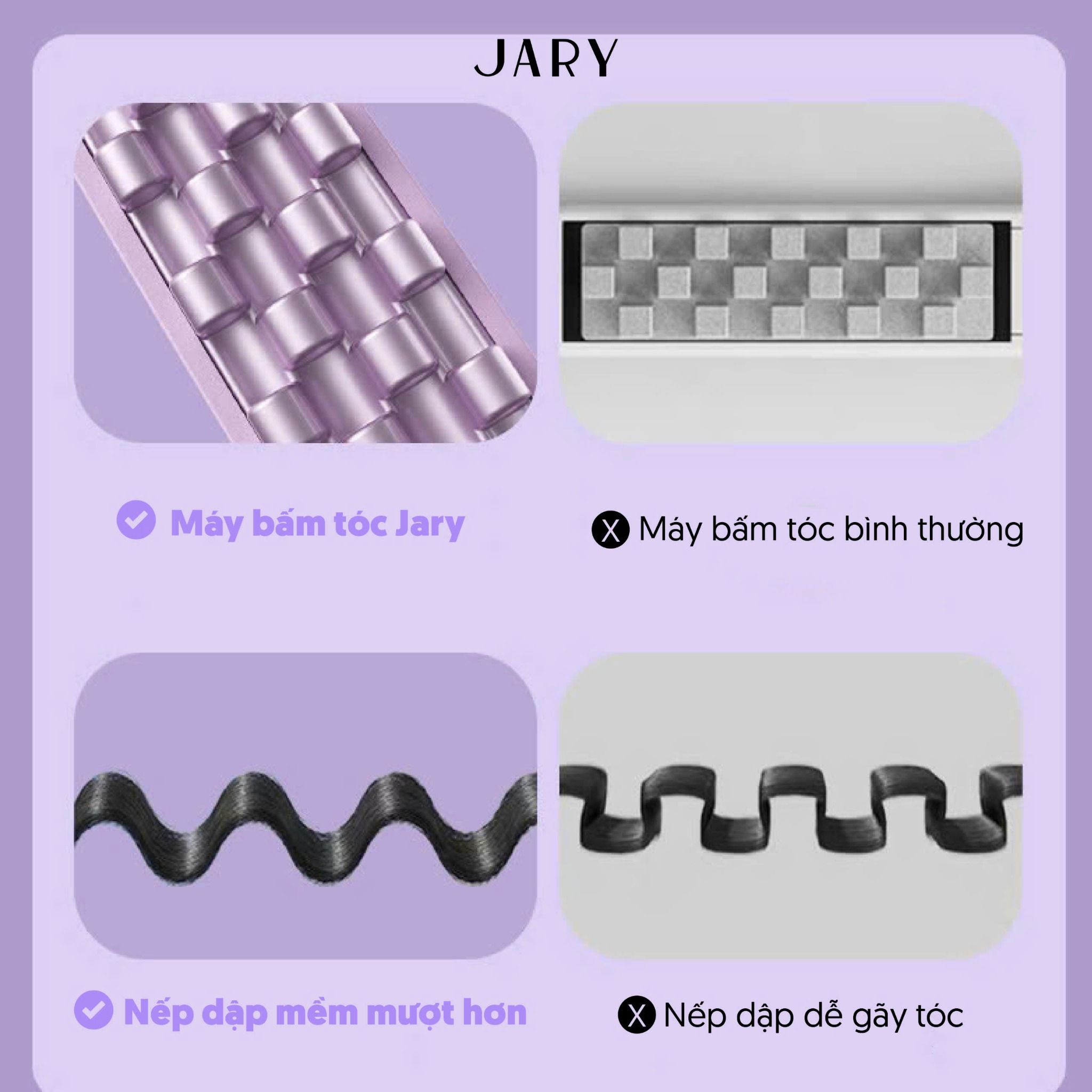 MÁY BẤM PHỒNG TÓC JARY HAIR CRIMPER - TONE TÍM
