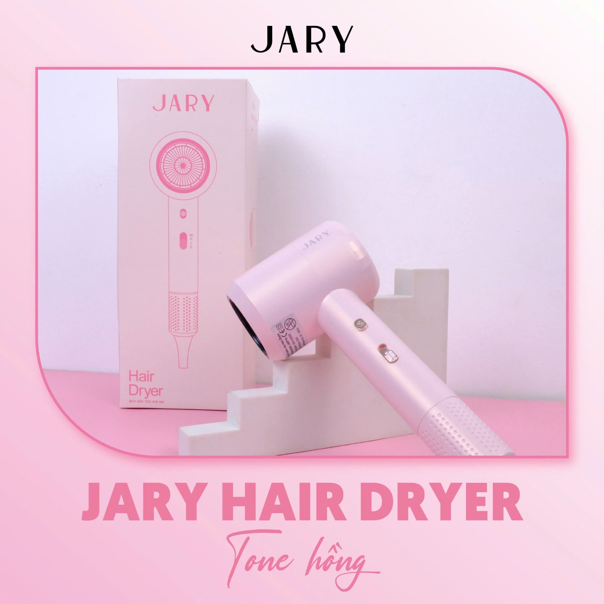 MÁY SẤY TÓC ION ÂM JARY HAIR DRYER - TONE HỒNG