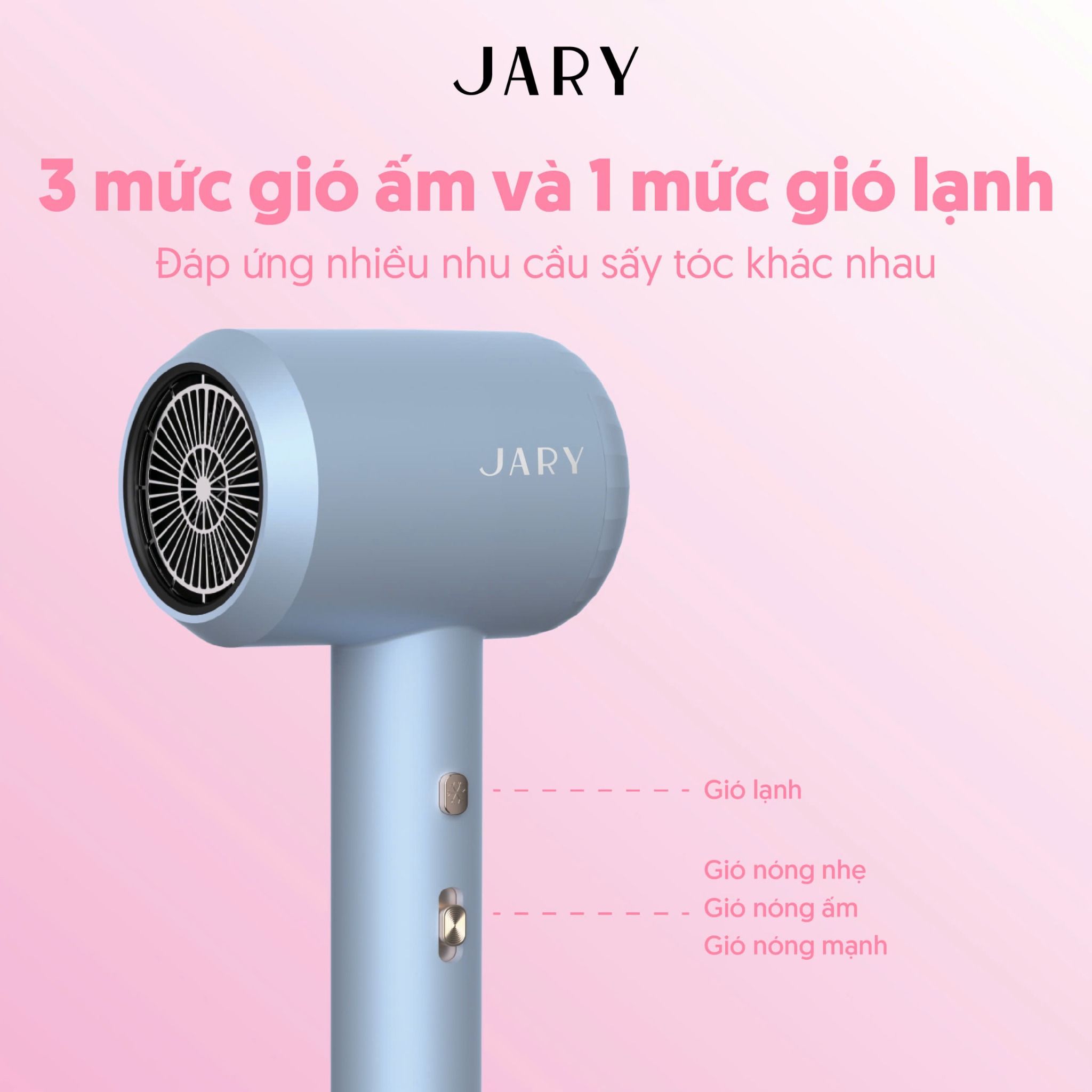 MÁY SẤY TÓC ION ÂM JARY HAIR DRYER - TONE XANH