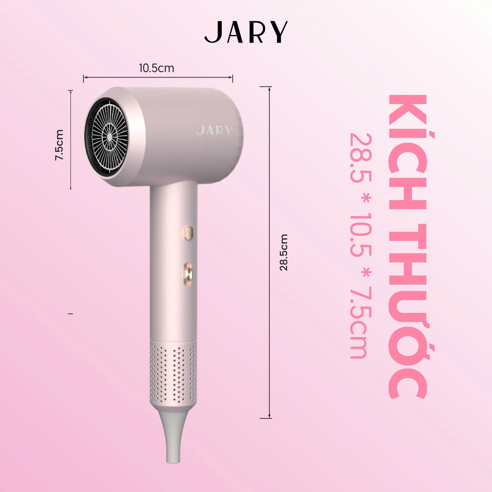 MÁY SẤY TÓC ION ÂM JARY HAIR DRYER - TONE TRẮNG