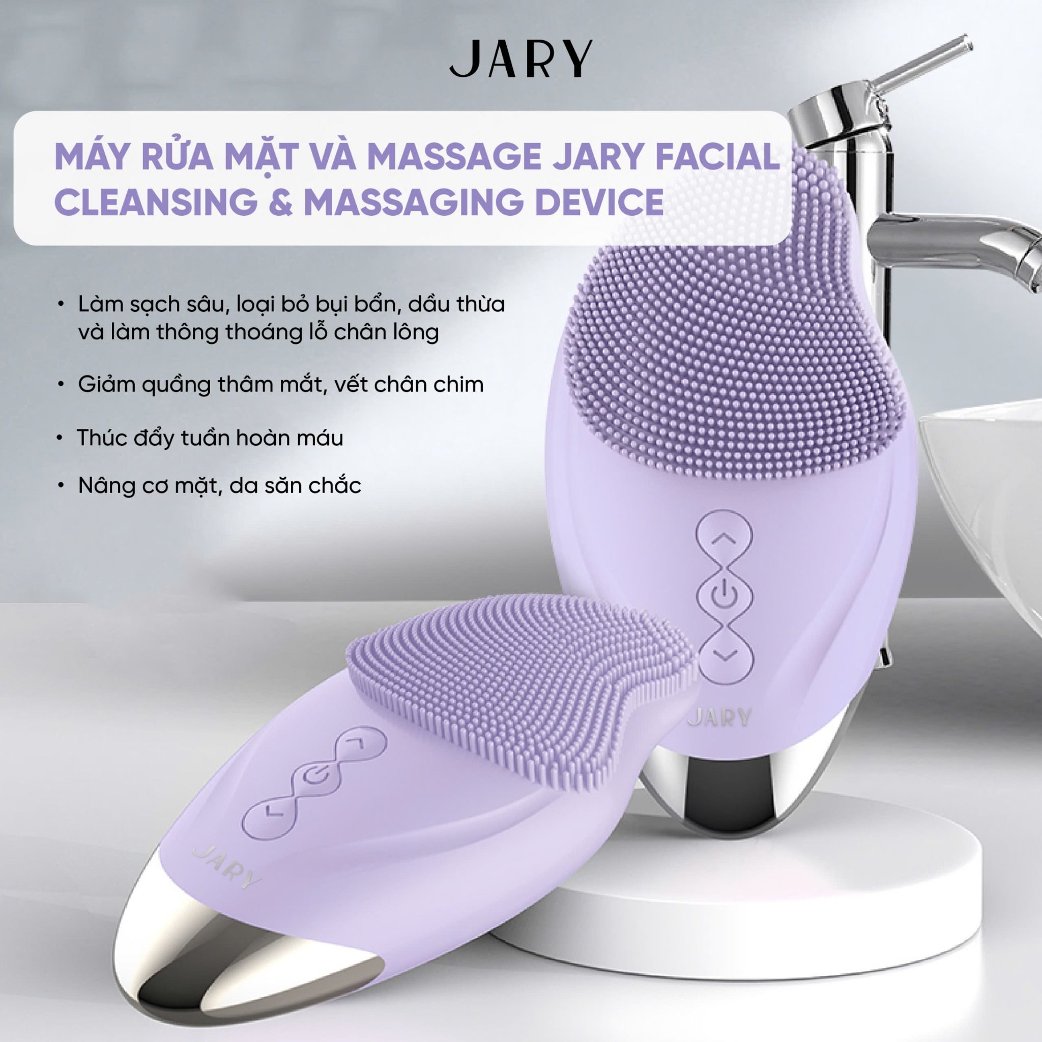 MÁY RỬA MẶT JARY FACIAL CLEANSING & MASSAGING DEVICE - MÀU TÍM
