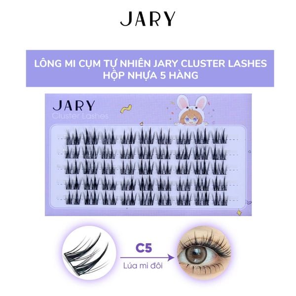 LÔNG MI CỤM TỰ NHIÊN JARY CLUSTER LASHES HỘP NHỰA 5 HÀNG - C5 LÚA MÌ ĐÔI