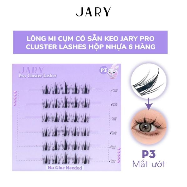 LÔNG MI CỤM CÓ SẴN KEO JARY PRO CLUSTER LASHES HỘP NHỰA 6 HÀNG - P3 MẮT ƯỚT - KHÔNG HỘP