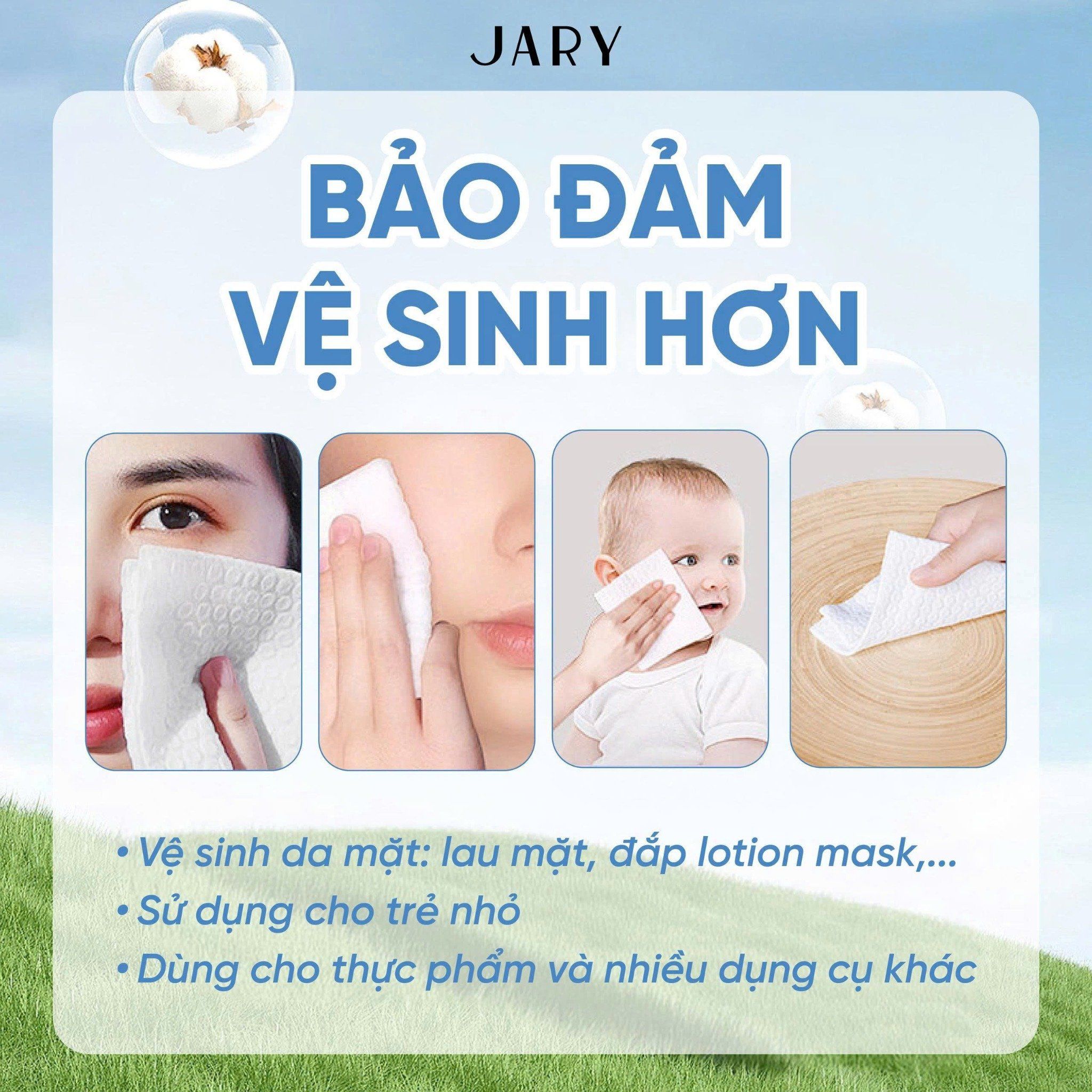 KHĂN MẶT DÙNG MỘT LẦN JARY DISPOSABLE FACE TOWEL - DẠNG RÚT