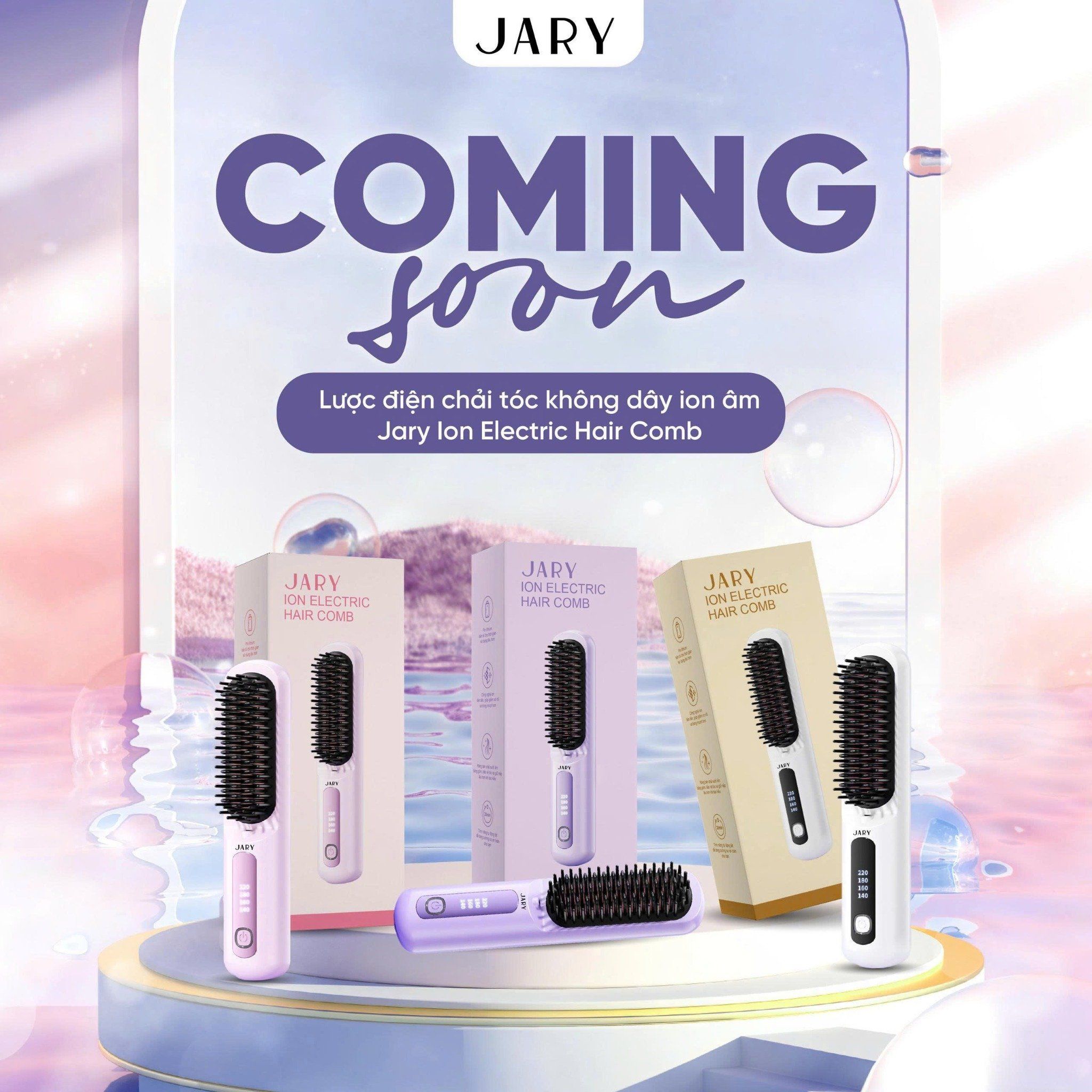 LƯỢC ĐIỆN CHẢI TÓC KHÔNG DÂY ION ÂM JARY ION ELECTRIC HAIR COMB - MÀU TRẮNG
