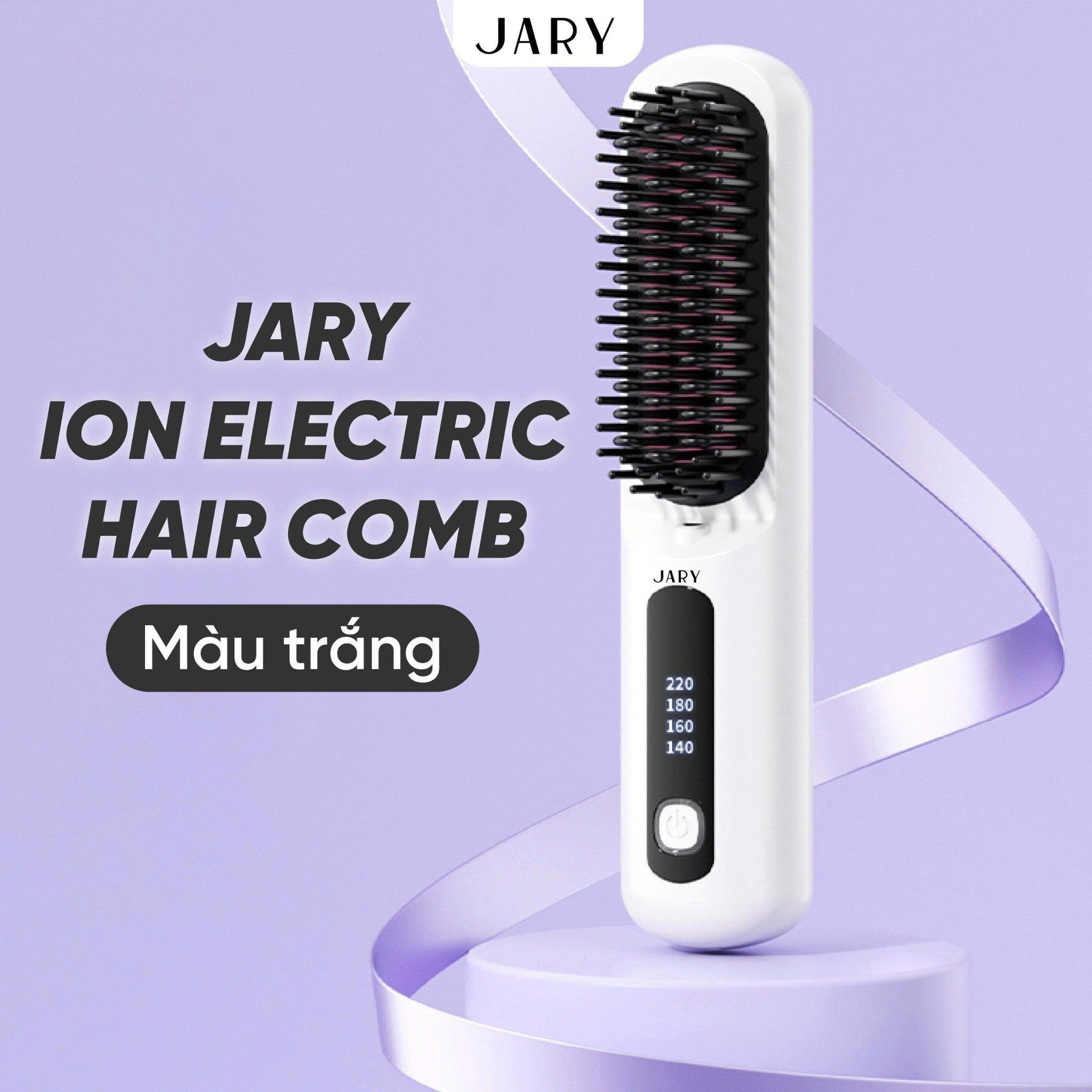 LƯỢC ĐIỆN CHẢI TÓC KHÔNG DÂY ION ÂM JARY ION ELECTRIC HAIR COMB - MÀU TRẮNG