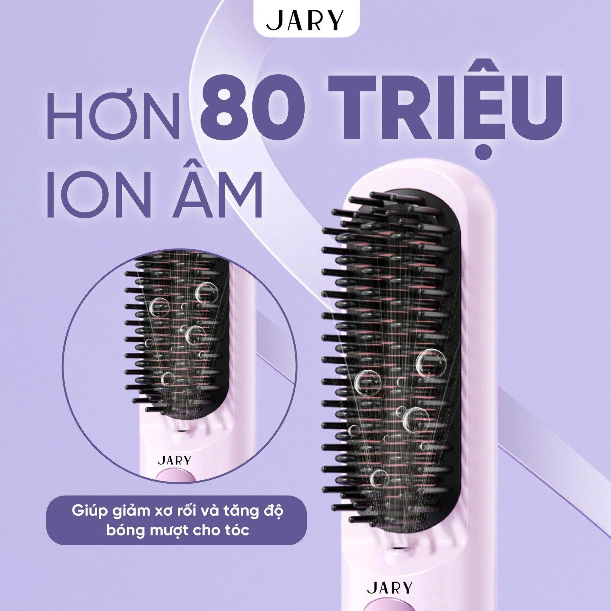 LƯỢC ĐIỆN CHẢI TÓC KHÔNG DÂY ION ÂM JARY ION ELECTRIC HAIR COMB - MÀU TRẮNG