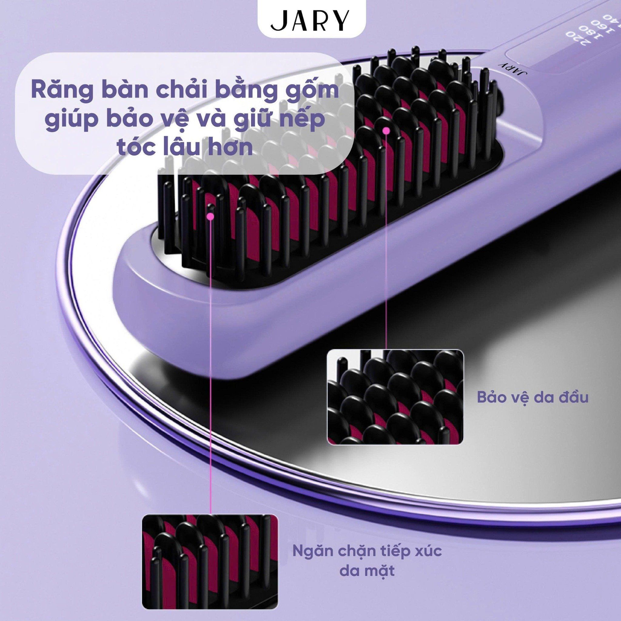 LƯỢC ĐIỆN CHẢI TÓC KHÔNG DÂY ION ÂM JARY ION ELECTRIC HAIR COMB - MÀU TRẮNG