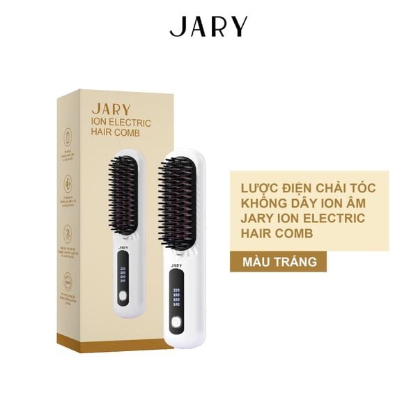 LƯỢC ĐIỆN CHẢI TÓC KHÔNG DÂY ION ÂM JARY ION ELECTRIC HAIR COMB - MÀU TRẮNG