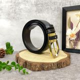  Thắt lưng Horseshoe buckle black 35 mm leather belt 