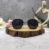  Mắt Kính MonBlanc Rectangular Sunglasses with Black and Silver-Colored Steel and Acetate Frame 