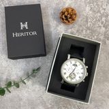 Đồng hồ HERITOR Winston Automatic White Dial Black Leather Men's Watch 