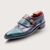 [HÀNG ORDER] Homme Novara - Round Toe Full Brogues Cut-Outs Tassels Buckles Loafer 