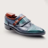  [HÀNG ORDER] Homme Novara - Round Toe Full Brogues Cut-Outs Tassels Buckles Loafer 