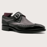  [HÀNG ORDER] Homme Gorizia Handcrafted Double Monk Straps - Square Toe, Patina Gray & Black Calf Leather 